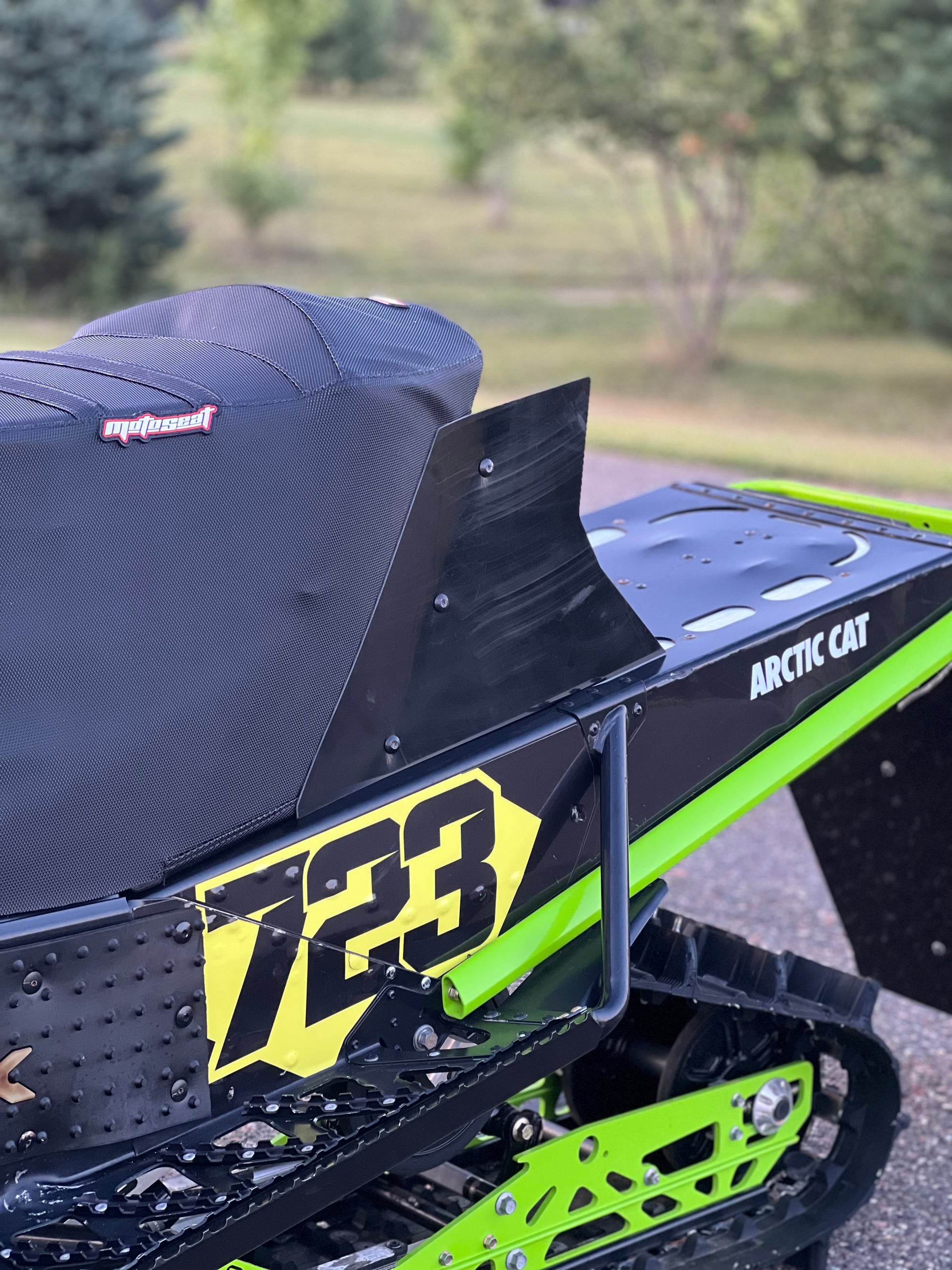 Arctic Cat seat numberplates, installed view